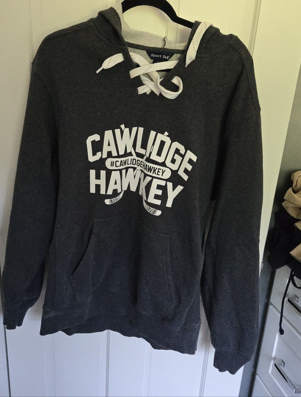 NWOT - RARE Men's Cawlidge Hockey Charcoal Gray Sweatshirt Hoodie Size Large